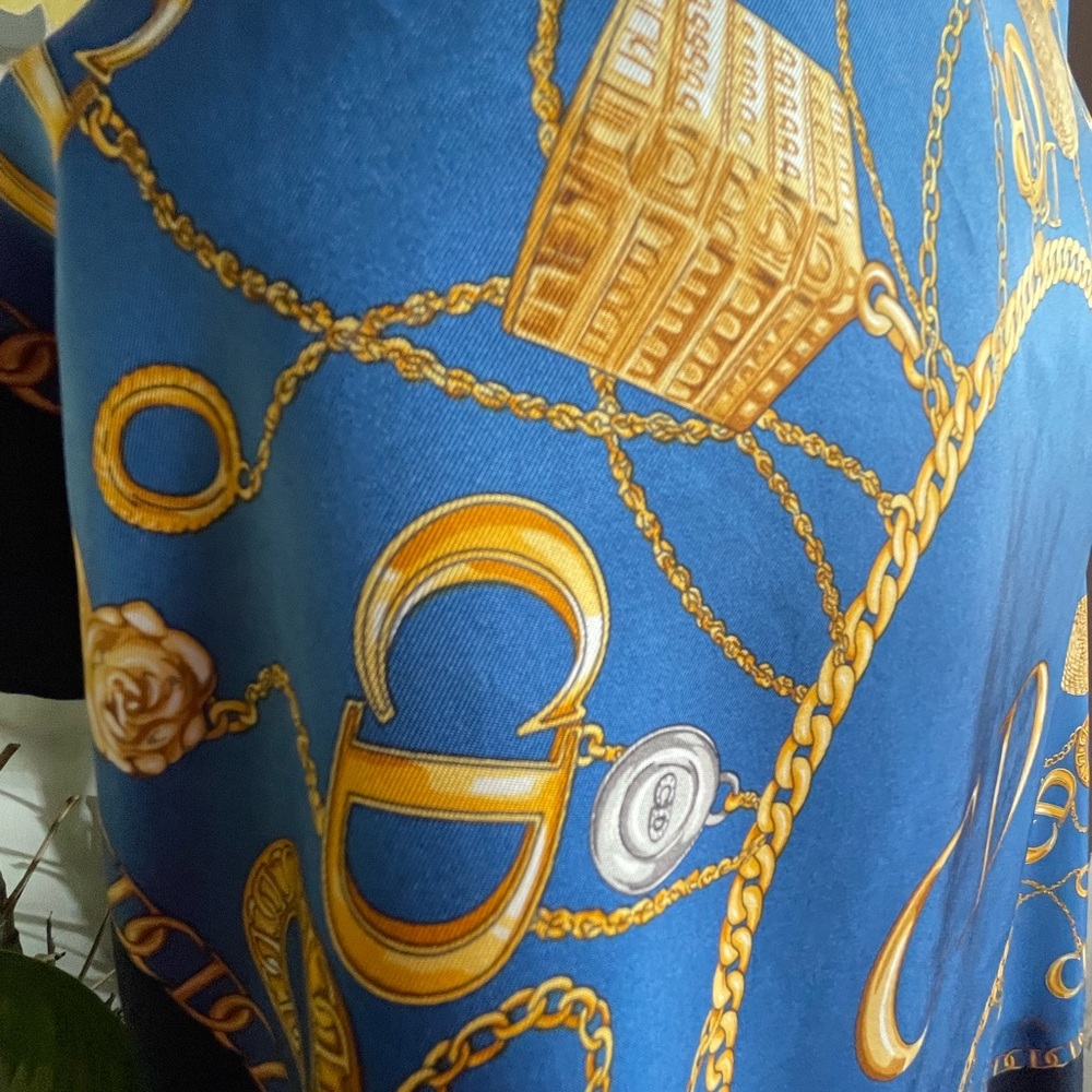 Christian Dior Blue and Gold Scarf - Picture 6 of 16